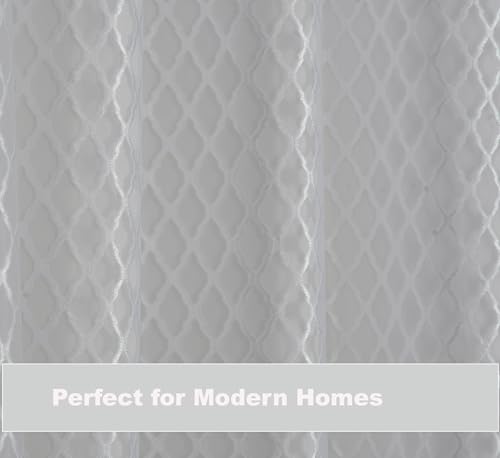 Image of IVAZA Faux Silk Hybrid Designer 100% Blackout Curtain 2-in-1 |Dual-Layer Design with Decorative Mesh Overlay & Tie Ribbon|100% Light Blocking,Thermal Insulated, Window- 5 Feet (Pack of 1) White