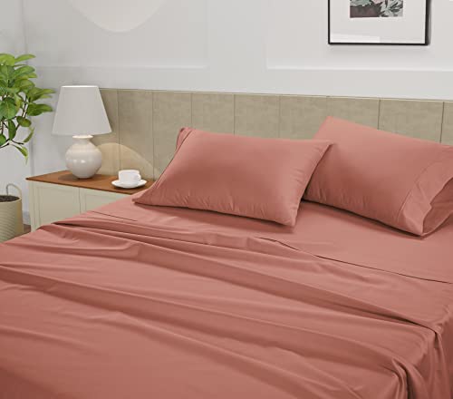 Image of LANE LINEN Twin Bed Sheets Set - 450 Thread Count Set - 100% Cotton Sheets Twin Size Bed Set - Ultra Soft Cotton Bed Sheet Set - Sateen Weave Hotel Sheets - Rose Dawn