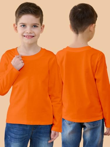 Toddler Long Sleeve Shirt Cotton Crewneck Tees Boy Kids T Shirts Tops Solid Color Baby Toddler Boys Shirts, 2T-5T3