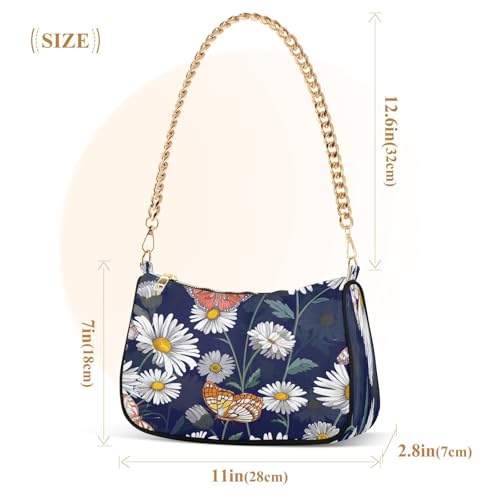 Shoulder Bag for Women Daisy Flutter Tote Handbag Crossbody Bag with Zipper Closure3