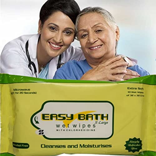 Image of Adult Wet Wipes - Easy Bath (32x32cm), Combo Pack of 24 Packs (240 wipes)
