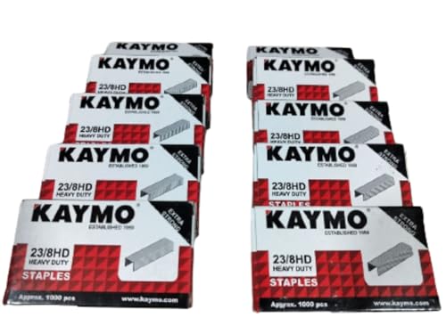 Image of Kaymo 23 Series 8 mm Heavy Duty Staples - 10 Pack (10,000 Pins) | Flat-Wire Steel Fasteners for Labelling, Plywood, Two-Wheeler Seat Repair & Woodwork | Compatible with Kaymo Hand Tacker Staplers