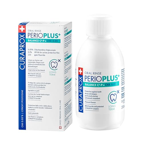 Curaprox Perio Plus Balance Mundspülung – Flüssig, CHX 0.05% mit CITROX®/P Formel & angenehmem Geschmack | Unterstützt Zahnfleischgesundheit & tägliche Mundpflege | 200 ml | Entwickelt In Der Schweiz