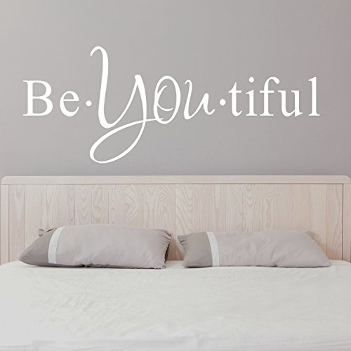 AnOL (120x 48cm) Glowing Vinyl Wand Aufkleber inspirierendes Zitat Werden * Sie * Tiful/Glow in Dark Text Wort Beautiful Aufkleber/leuchtendes Wandbild + Gratis Aufkleber Geschenk Macht.