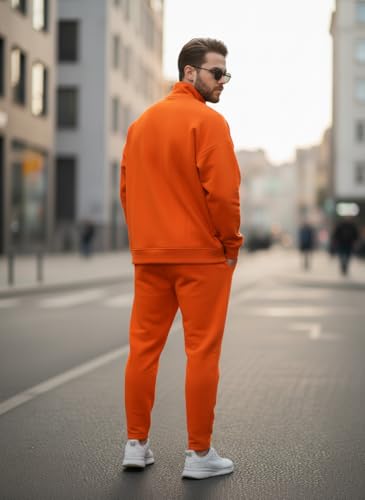 Image of Mack Jonney Solid Half Zipper Track Suit for men | Co-ord Set | Warm Fleece Tracksuit Set | Full Sleeve Sweatshirt