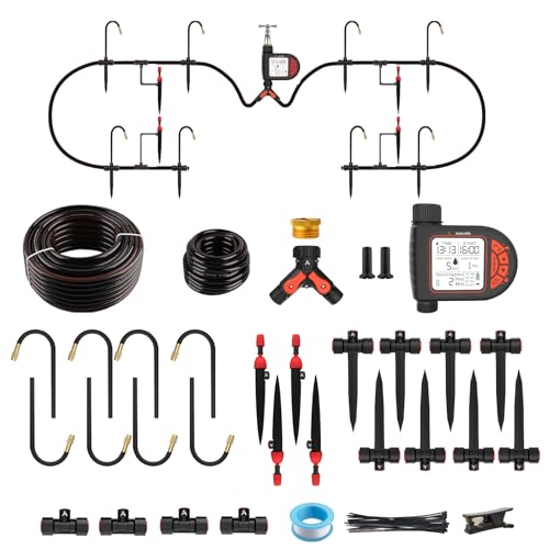 Anleolife 82.4FT Automatic Drip Irrigation System Kit with Water ...