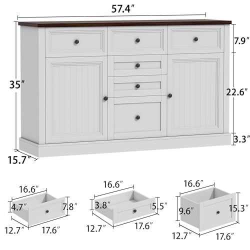 wanan-Sideboard-Buffet-Cabinet-with-Storage-574-Coffee-Bar-Cabinet-with-6-Drawer-Dresser2-Barn-Doors-Farmhouse-Buffet-Table-for-Kitchen-Living-Room-and-Dining-Room-White wanan Sideboard Buffet Cabinet with Storage 574 Coffee Bar Cabinet with 6 Drawer Dresser2 Barn Doors Farmhouse Buffet Table for Kitchen Living Room and Dining Room White