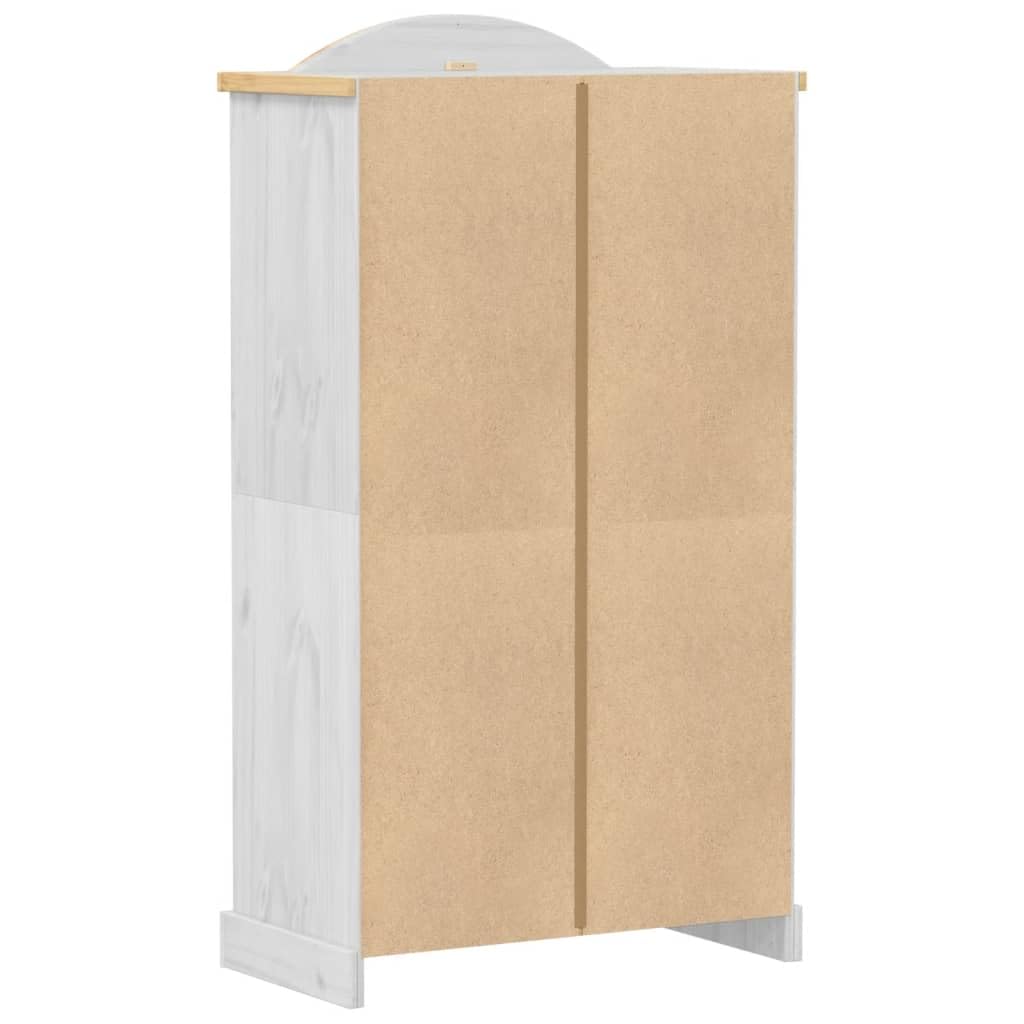 Armadio Corona bianco, 102 x 52 x 186 cm, in legno massello di pino con vano portaoggetti, maniglia in metallo, durevole, design rustico, ideale per camera da letto, corridoio, cameretta dei