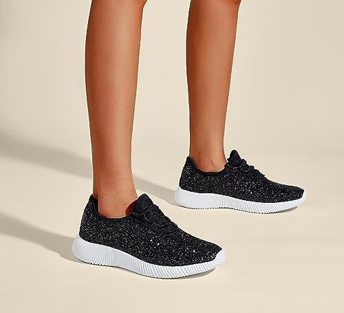 Image of K KIP WOK Fashion Glitter Sneakers for Womens Silp On Running Shoes Lightweigt Tennis Walking Sneakers