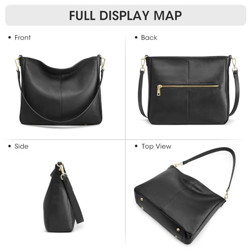 Image of Kattee Leather Purses, Hobo Crossbody Bag with 2 Straps | Soft pebbled leather hobo bag with 2 straps, roomy pockets, everyday style for work, shopping, travel, and outings.