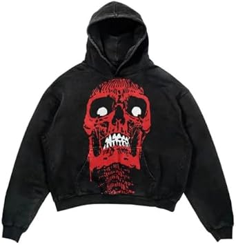 Halloween Y2K Hoodie Gothic Casual Explosive Print Skull Fashion Hoodie Mens Harajuku Mens Hoodie