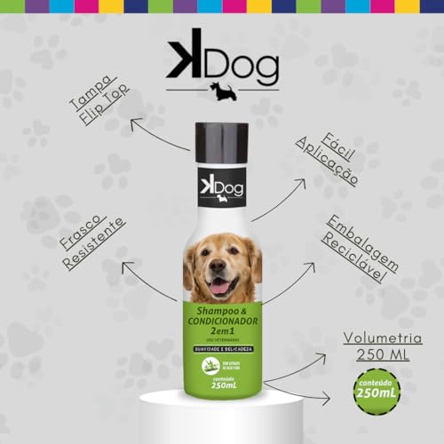 KDog, Shampoo e Condicionador para cães, 2 em 1, 250ml