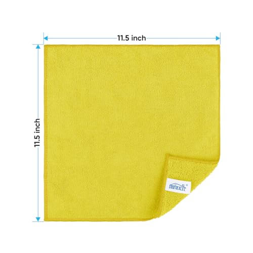 Image of HOMEXCEL Yellow Microfiber Cleaning Cloth, 12 Pack Premium Microfiber Towels for Cars, Lint Free, Highly Absorbent, Reusable Cleaning Rags for Car, Household, Kitchen, Window, 11.5 inchX11.5 inch