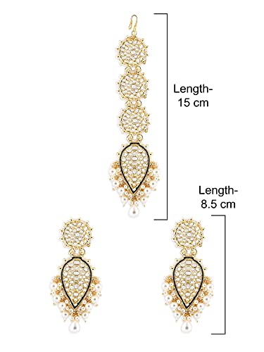 Traditional Kundan Dangle Earring & Maangtikka Set For Women