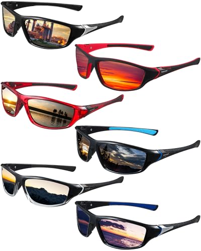 Image of Frienda 6 Pack Polarized Sport Sunglasses for Men Multipack Fit over Glasses Pack Lot Set Men's Sport Fishing Eyeglasses