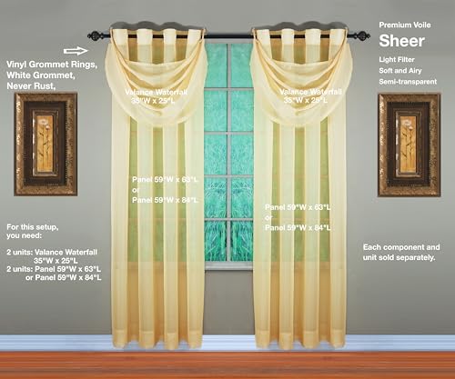 Image of Today's Curtain, Emelia Grommet Sheer Panel 84 inch Gold, 59 inch W x 84 inch L