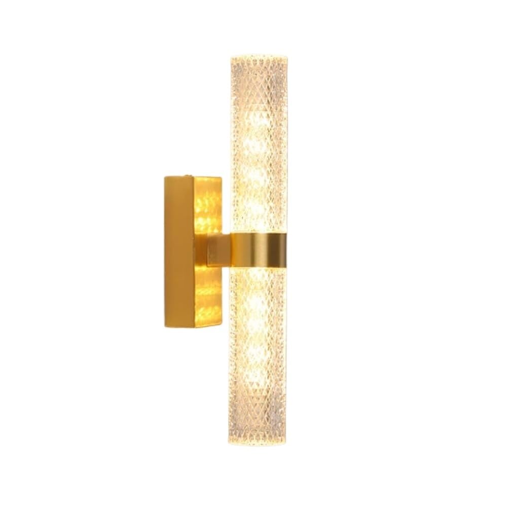 HPTHLY Long Tube Led Wall Sconces Minimalist Dimmable Up Down Wall Lights Creativity Brass Linear Bathroom Lamp Fixture For Vanity Bedroom Hallway Staircase (D-33Cm)