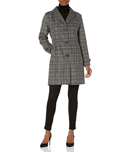 Vince Camuto Women's Mixed Fabric Wool Coat, Glen Plaid, M