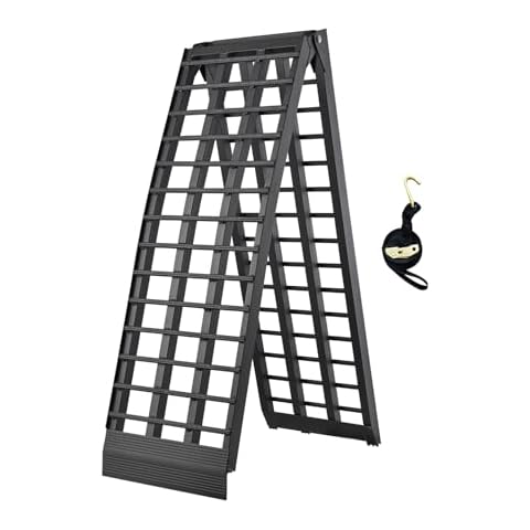 FACHNUO 10FT Motorcycle Ramp Aluminum 1500lbs Capacity 1PC, Folding Portable Loading Ramp for Pickup Truck, Lawn Mower, ATVs, UTVs, Golf Cart,Dirt Bike, Trailer Heavy Duty Tailgate Ramp 120" L x 18" W Cover