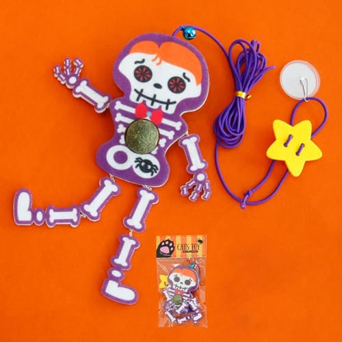 Brinquedo interativo para gato pendurado, brinquedo para gato esqueleto de Halloween, Brinquedo de g