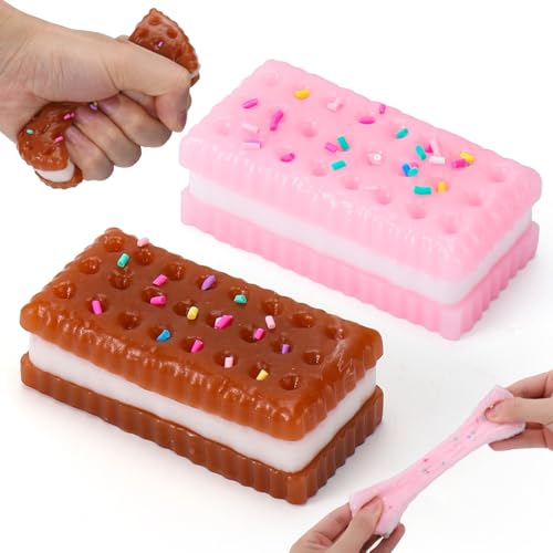 Vodolo Silicone Stress Relief Squishy,2 PCS Cookie Sticky Taba Squishy Fidget Toys Adults,Ultra-Soft...