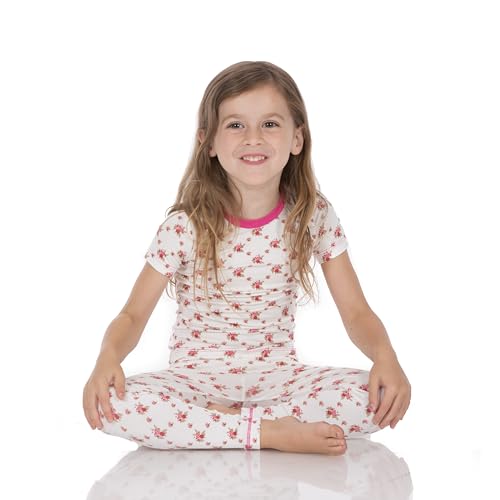 KicKee Print Short Sleeve Pajama Set, Baby to Kid, Super Soft Bamboo Viscose Fitted Pajamas2