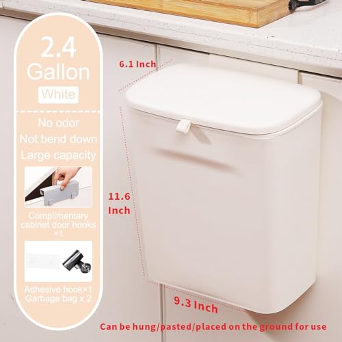 Cq Acrylic NEW-HANGING TRASH CAN WHITE Kitchen Compost Bin,2.4 Gallon Waste Bin thumb #1