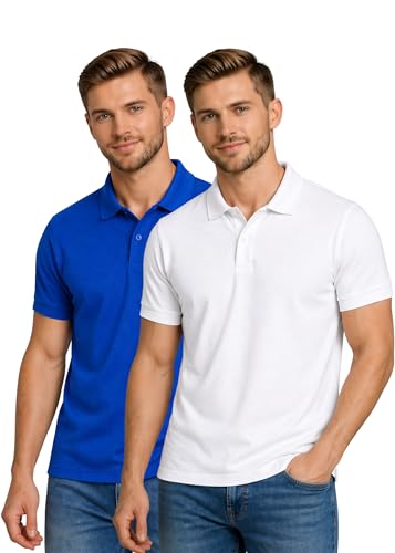 Image of INKKR Men's Combo Polo Neck Cotton Blend Solid T-Shirt (Pack of 2)