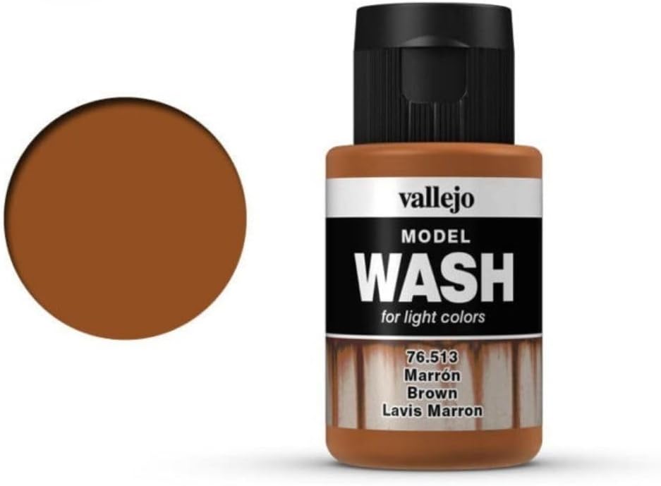 Vallejo - Wash FX | Brown 35 ml. (1.18 fl.oz.) | Designed for Light Colors | Visual Realism for your Projects | Brush or Airbrush Use