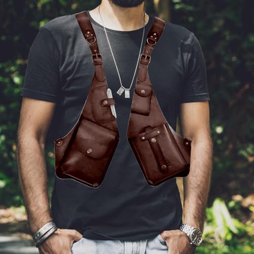 Cartera de arnés ajustable medieval retro con funda de móvil para axilas 6
