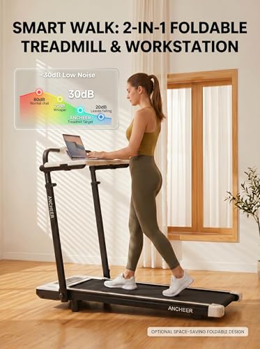 Image of ANCHEER Treadmill with 12% /15% Incline, Folding Walking Pad with Handle Bar, 320-450lb Capacity Under Desk Foldable 3.5HP Treadmills for Home /Office /Gym,Installation-Free