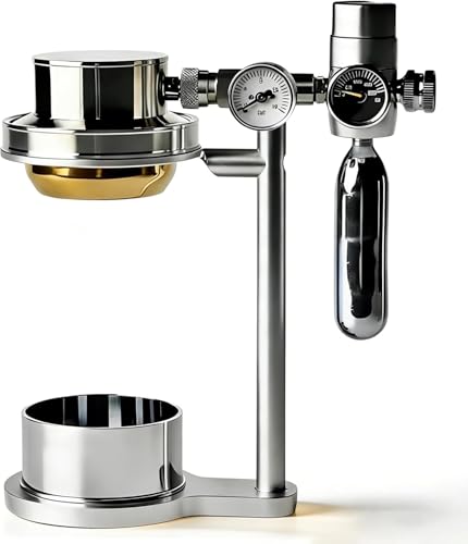Cafetera neumática de 58 mm, pequeña cafetera de acero inoxidable, capacidad de cámara de 100 ml, extracción rápida de 9 bares, con manómetro y válvula de alivio de presión, para uso comercial y