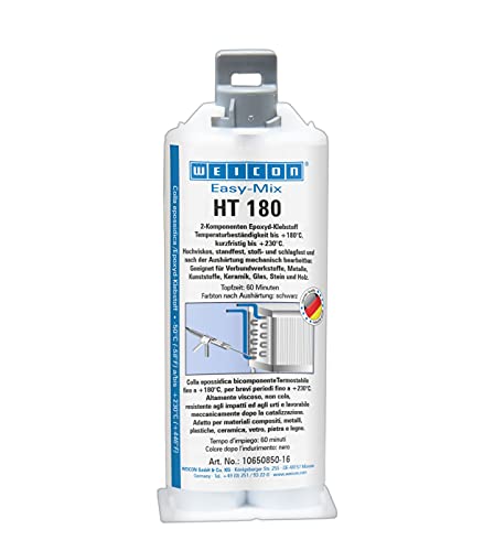WEICON Easy-Mix HT 180 50 ml Adesivo epossidico per vetro, pietra, legno, plastica