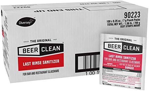 Diversey-90223 Beer Clean Last Rinse Glass Sanitizer, .25oz Powder Packet (100 Pack) Diversey-90223 Beer Clean Last Rinse Glass Sanitizer, .25oz Powder Packet (100 Pack)