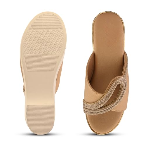 Image of Centrino Women's Wedge Heel Sandals | Stylish Slip-On Sandals for Ladies | Soft Cushioned Footbed for Comfort | Elegant & Trendy Design | Lightweight and Durable Fashion Footwear (9404)