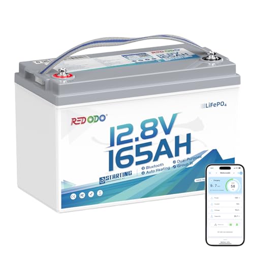 Redodo Smart Bluetooth 12V 165Ah Dual Purpose Marine Battery, 1200CCA