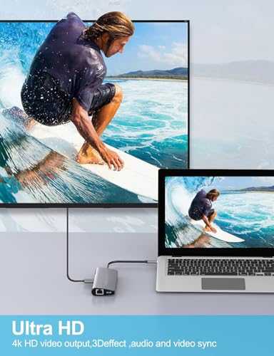Image of USB HUB 9 in 1 Ethernet Port, USB 3.0 Ports, 100W Power Delivery, VGA,SD /TF Card Readers USB C Hub to HDMI 4K Type C Adapter Compatible for MacBook and More Type C Devices (USB C to 9 in 1 HUB)