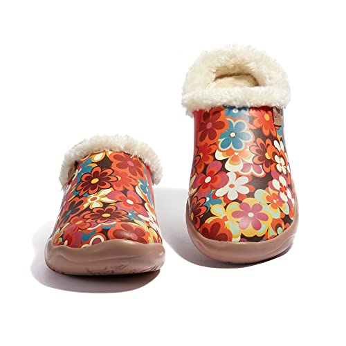 Uin Women's Slipper Fashion Comfort Travel Shoes Wide Toe Casual Household Art Painted Fuzzy Clogs Mules Slip On Malaga Starry Garden (7) #TOP2