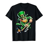 Leprechaun Playing Hockey St Patricks Day Sport Mens Boys T-Shirt