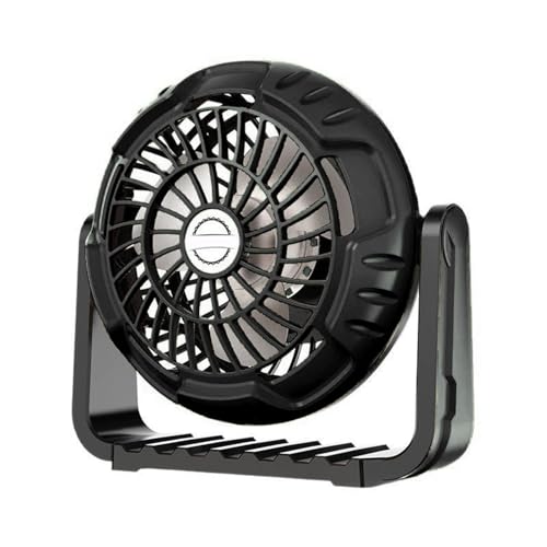 Tienda de campaña para acampar al aire libre que se puede colgar con ventilador pequeño, gran capacidad, velocidad infinitamente ajustable, ventilador de carga KYm345 (negro, 19,6 x 19,3 x 12,5 cm)