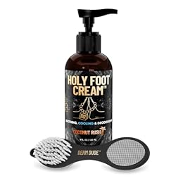 Derm Dude Total Foot Repair Bundle | 4-in-1 Foot Scrubber Tool & Coconut Rush Scent Holy Foot Cream, 4oz | Callus Remover, Heel Repair, Moisturizer for Dry Cracked Feet | Includes Metal File, Pumice,