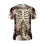 3D Pattern Printed T-Shirt Skeleton Design Unique Graphic Tee Comfortable Casual Wear for Men and Women Stylish Trendy Apparel Perfect for Halloween Events and Everyday Fashion Size L