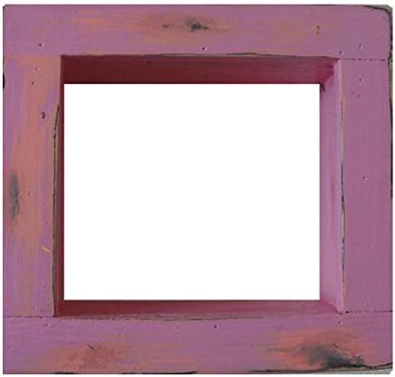 Square Wood/Wooden Shadow Box Display - 12" x 12" - Hot Pink - Decorative Reclaimed Distressed Vintage Appeal