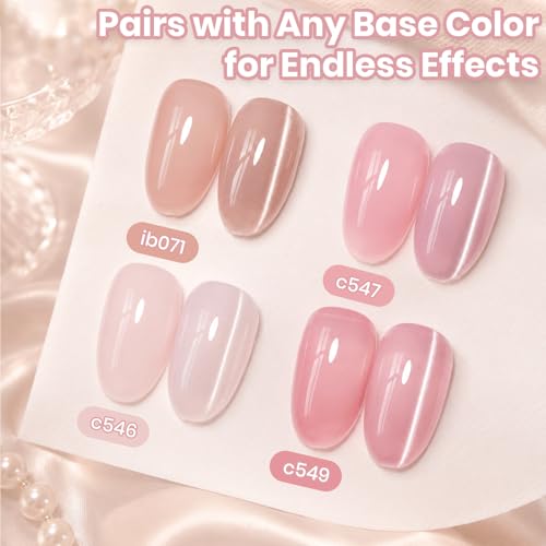 Image of Beetles Moonlit Veil Clear Cat Eye Gel Nail Polish - 15ML Full Size Moonlight White Silver Cat Glitter Gel Polish Shimmer Translucent Sheer Glass Magnetic Color Soak Off UV Salon DIY at Home Gifts