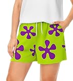 Remimi Womens Halloween Costume Shorts Green Purple Patric Star Pajama Bottoms Drawstring Elastic Waist Sweat Short XL