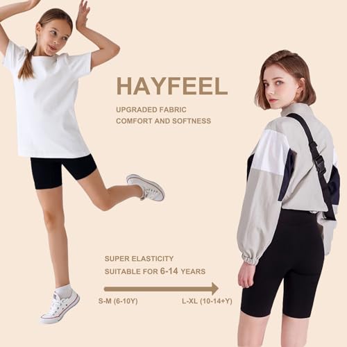 Girls Bike Shorts-5" Soft High Waisted Athletic Dance Gymnastics Spandex Volleyball Biker Shorts for Girls 6-14Years4