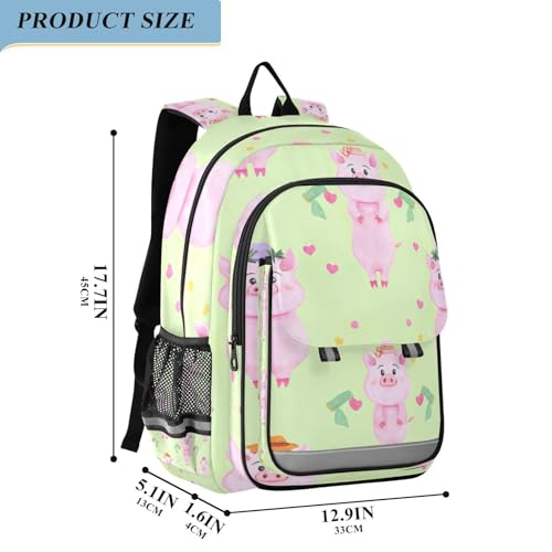 Backpack for School Boys Girls, 17 Inch Large Backpack Elementary School, 6-12 Y, Cute Pig2