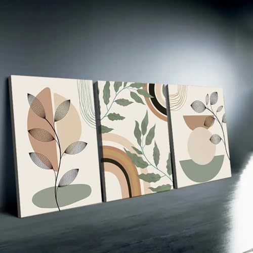 EUXUXI 3 Piece Boho Canvas Wall Art Set Abstract Botanical