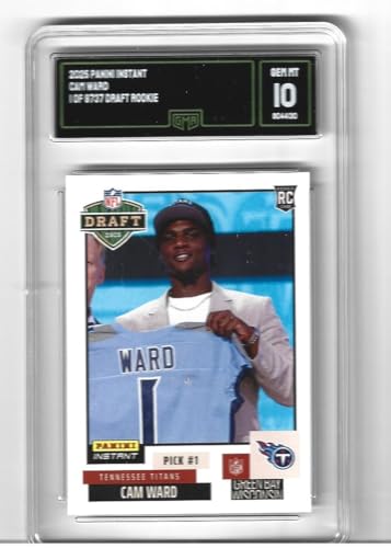 Graded Gem Mint 10 Cameron Cam Ward Football Rookie Card 2024 Panini Instant Pro Football Draft Night Card 1 Draft Pick Star Young Quarterback
