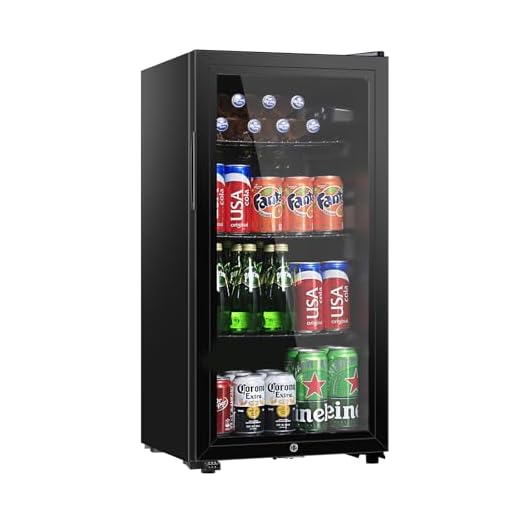 HAILANG Beverage Refrigerator With 105 Can,Freestanding Beverage Cooler For Office, Bar,Home|Double Glass Door&Adjustable Shelving